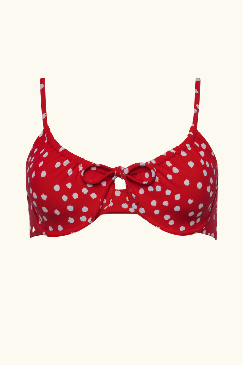 The Emily Top - Red Ikat Dot