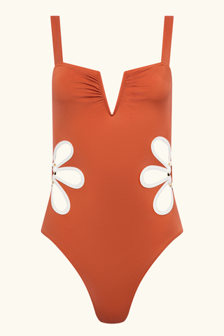The Flora One Piece - Burnt Orange & Ivory