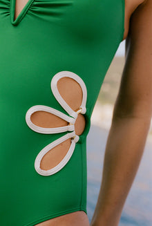 The Flora One Piece - Kelly Green & Ivory