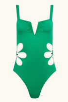 The Flora One Piece - Kelly Green & Ivory