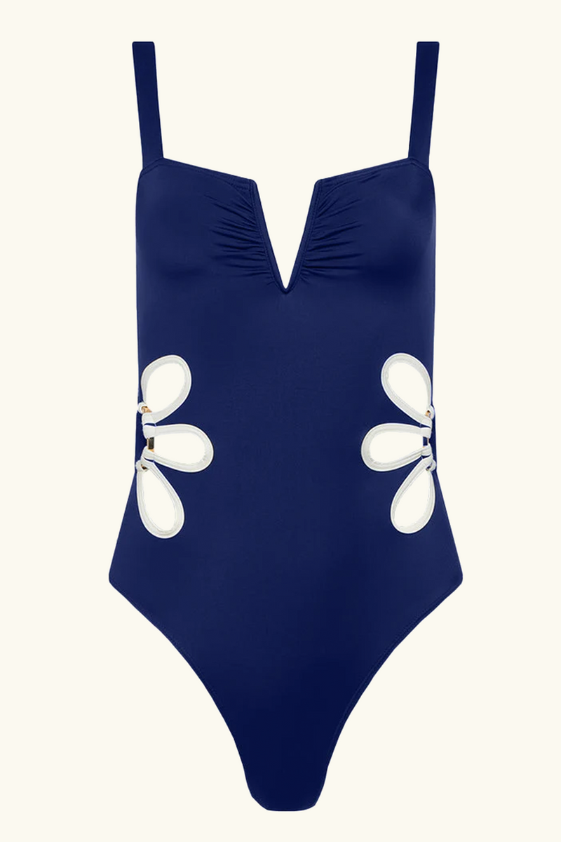 The Flora One Piece - Navy & Ivory