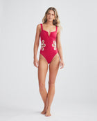 The Flora One Piece in Cerise & Ivory