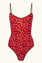 The Shea One Piece - Red Ikat Dot