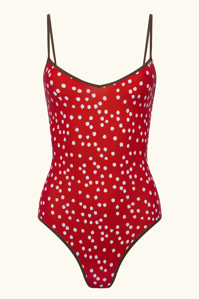 The Shea One Piece - Red Ikat Dot