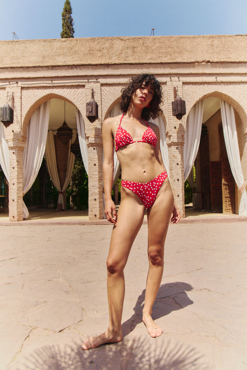 The Jane Bottom - Red Ikat Dot