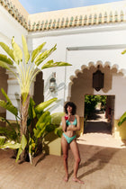 The Lucy Top - Green Ikat Dot