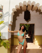 The Lucy Top - Green Ikat Dot